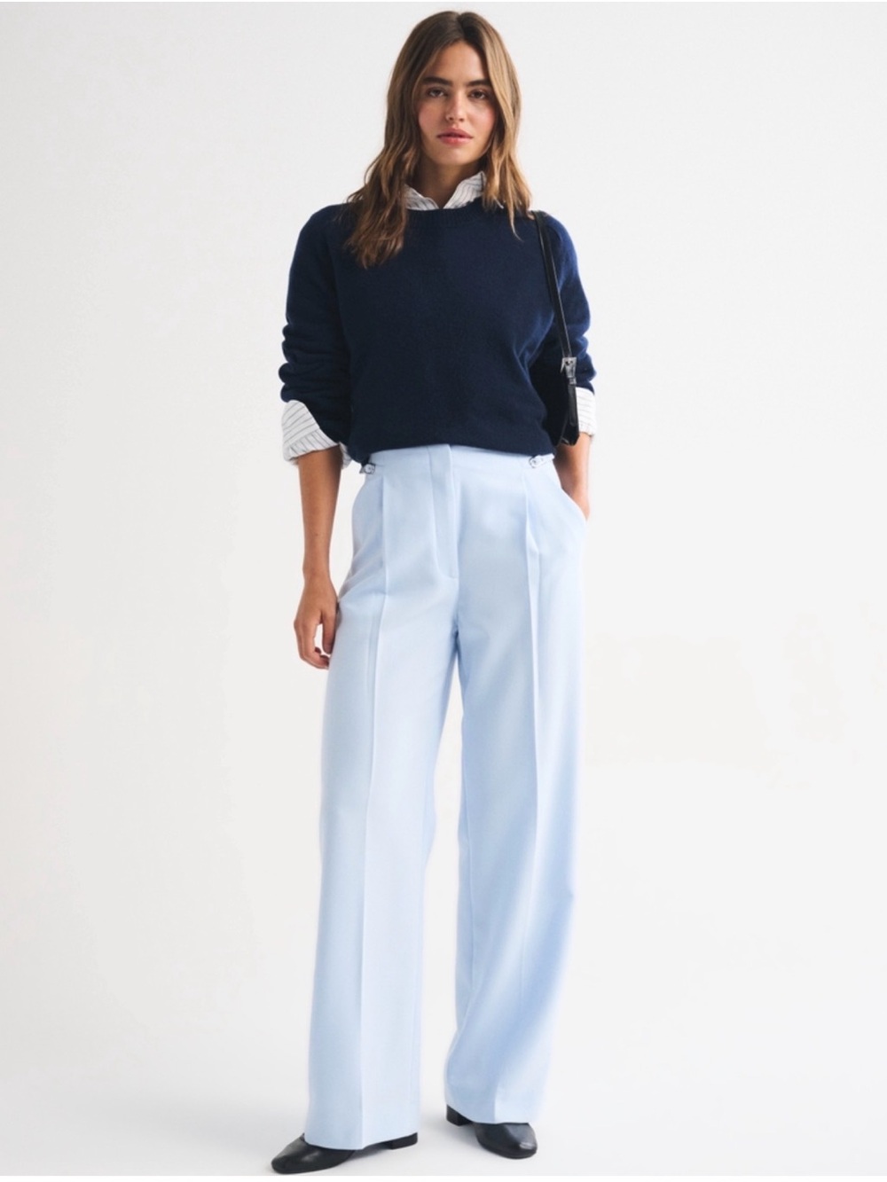 Abercrombie & Fitch Light Blue High-Rise Wide-Leg Trousers